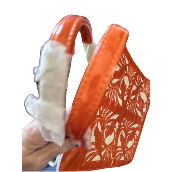 NOAH Love Birds Vegan Tote Bag Orange Oprah Favorite Things PVC Canvas - Picture 6 of 9